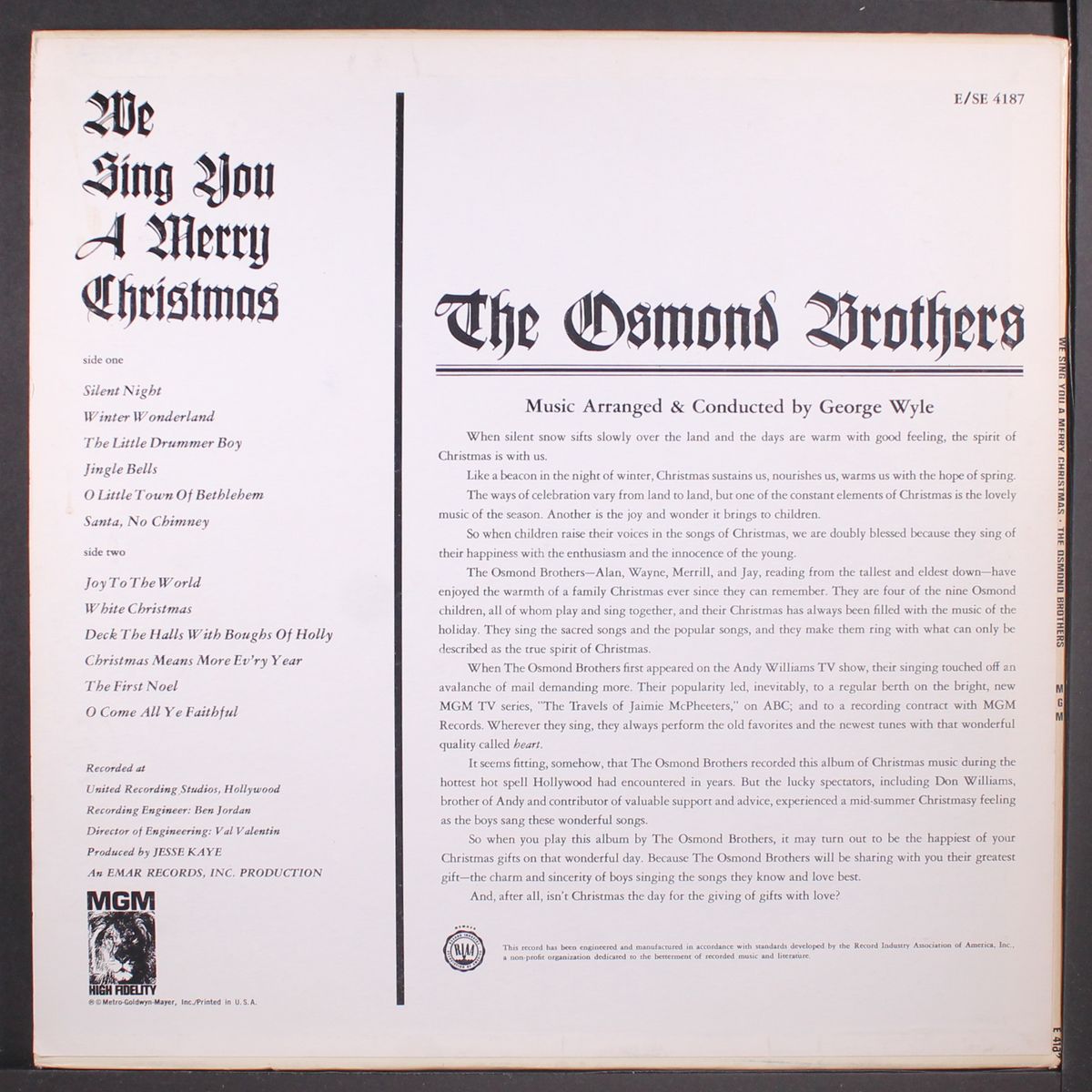 we sing you a merry christmas by OSMOND BROTHERS