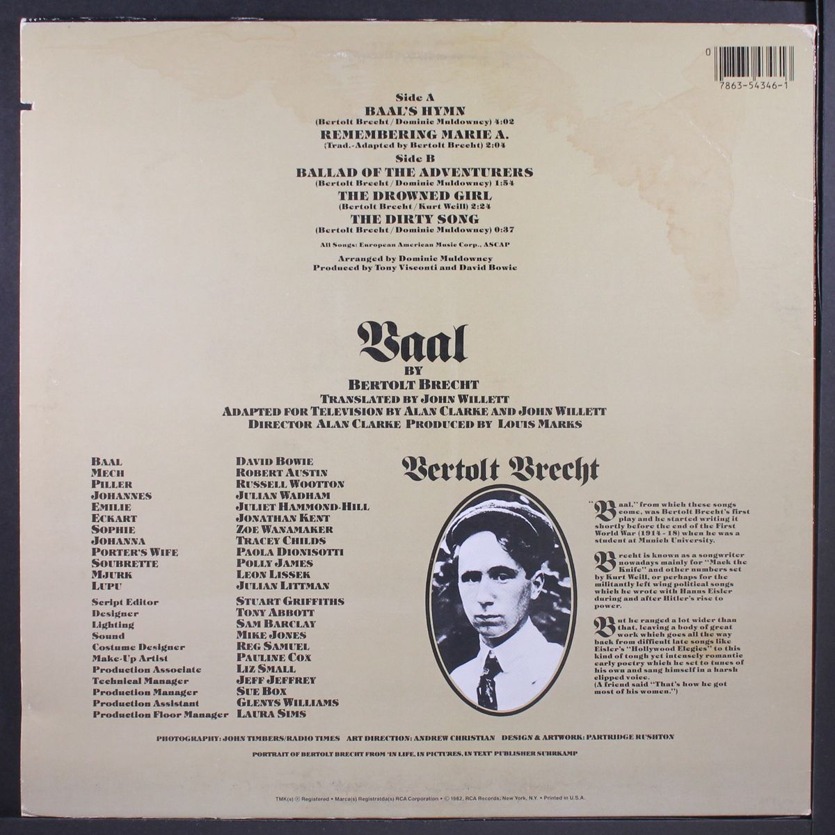 in bertolt brecht's "baal" by DAVID BOWIE