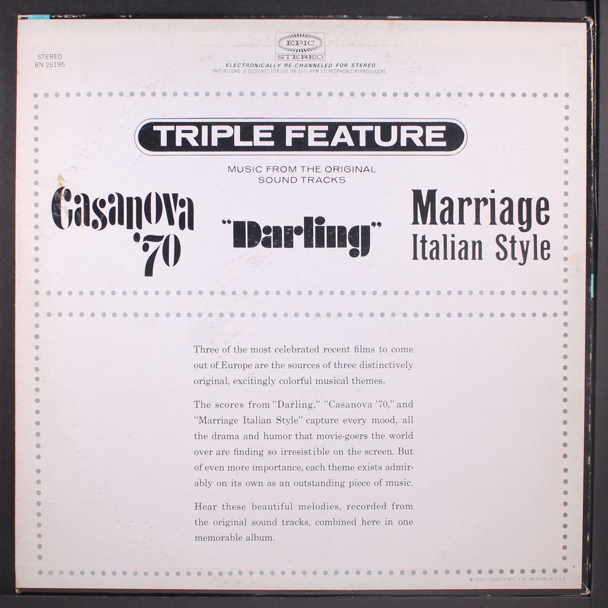 casanova '70, darling, marriage italian style by SOUNDTRACK