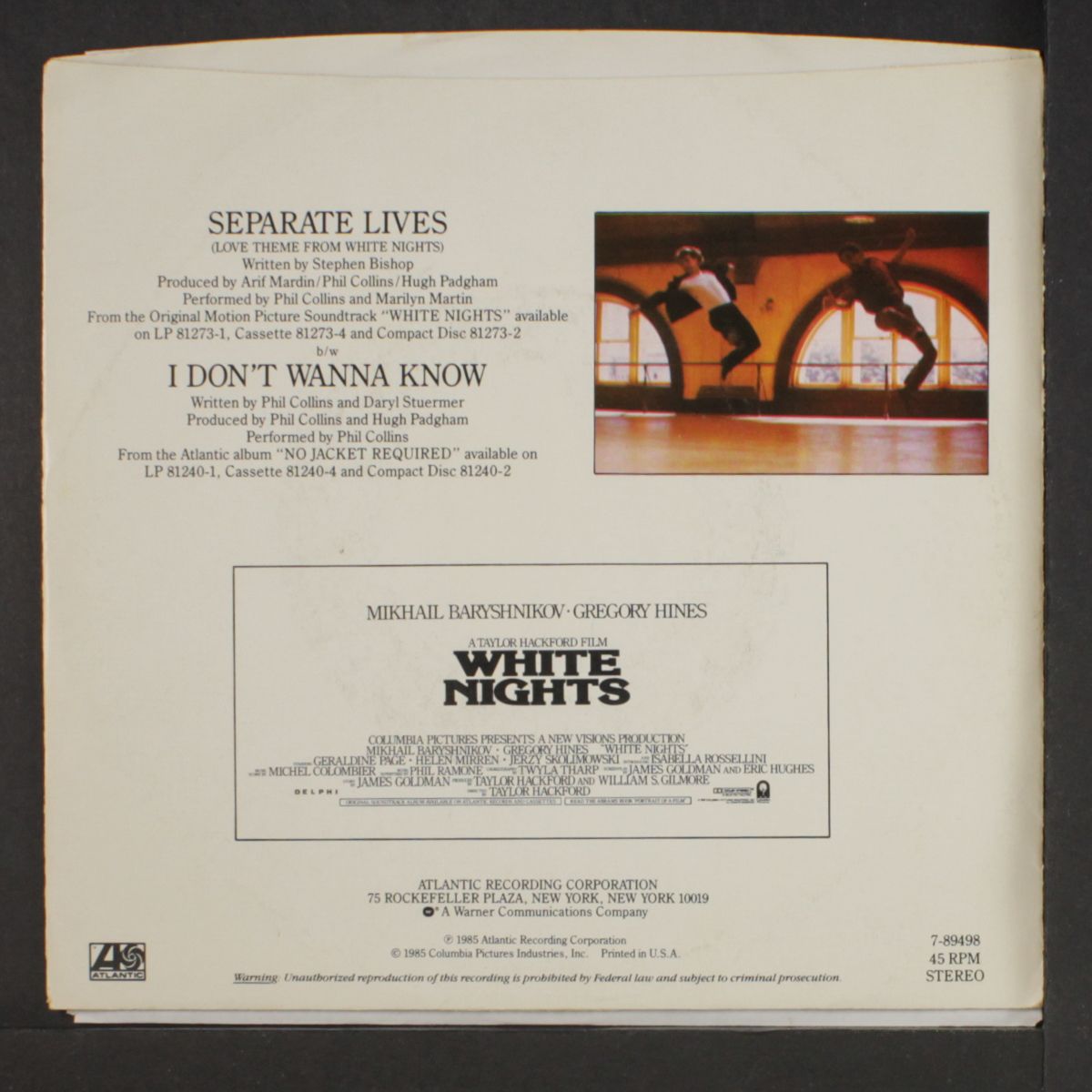 separate lives / i don't wanna know by PHIL COLLINS & MARILYN MARTIN