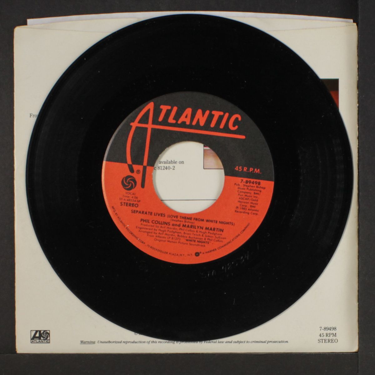 separate lives / i don't wanna know by PHIL COLLINS & MARILYN MARTIN