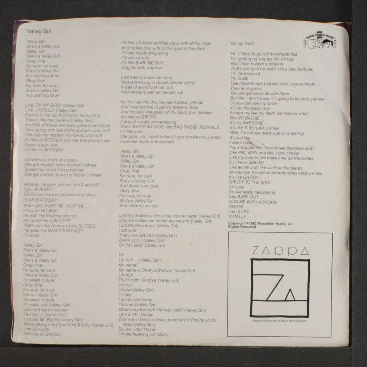 valley girl / you are what you is by FRANK & MOON ZAPPA
