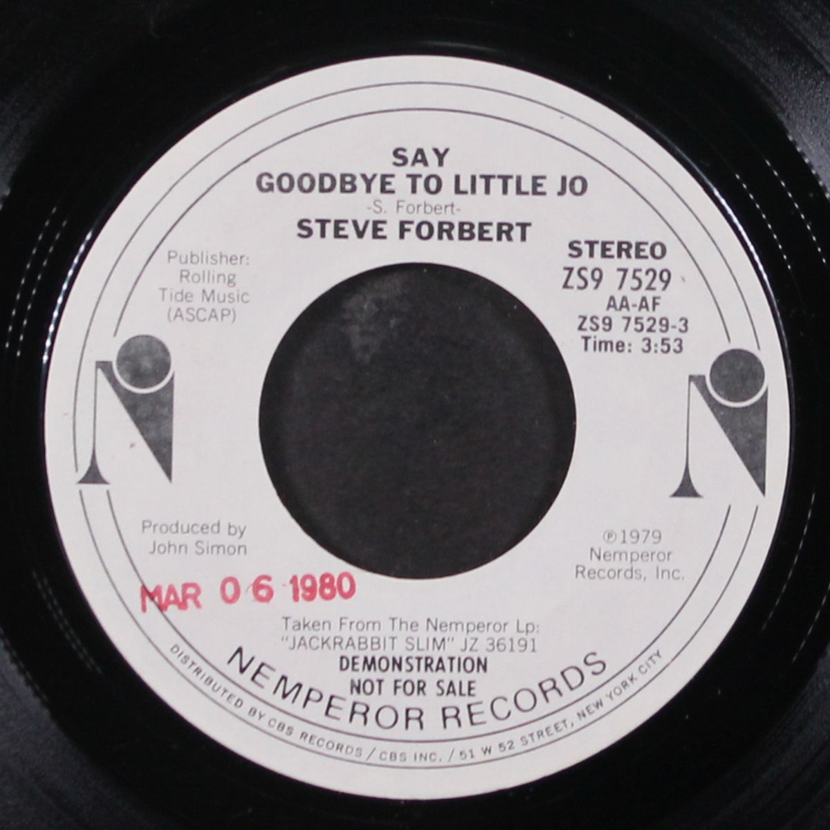 say goodbye to little jo / you're darn right by STEVE FORBERT