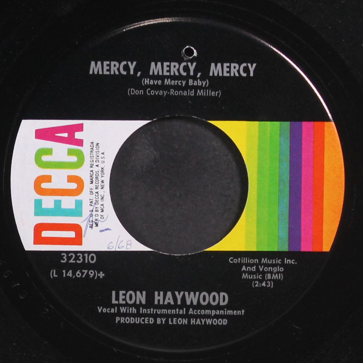 it's the last time / mercy, mercy, mercy by LEON HAYWOOD