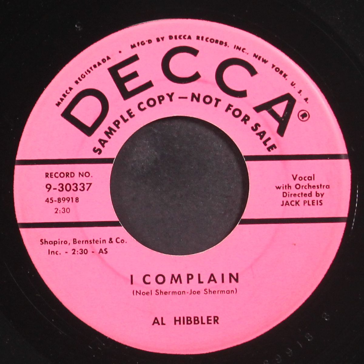 around the corner from the blues / i complain by AL HIBBLER