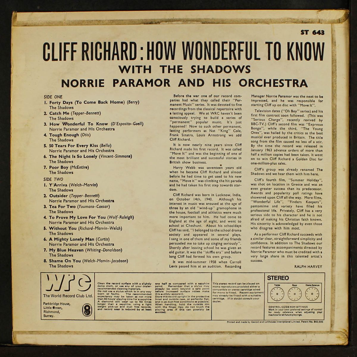 how wonderful to know by CLIFF RICHARD