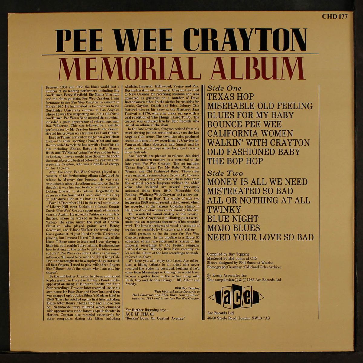 memorial album by PEE WEE CRAYTON