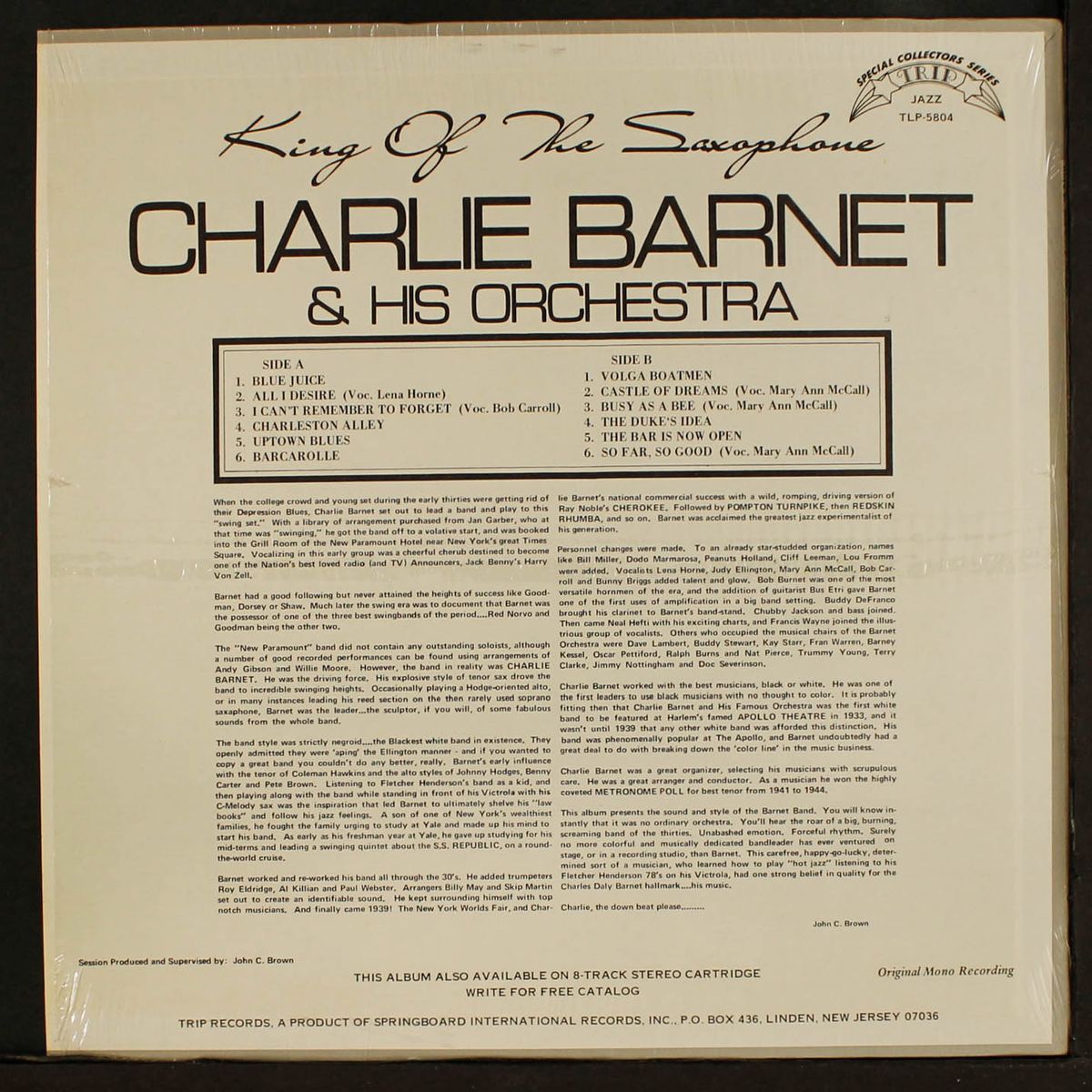 king of the saxophone by CHARLIE BARNET