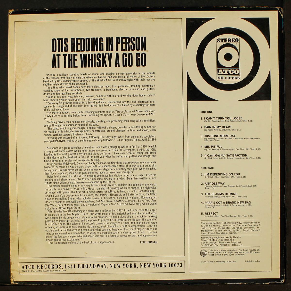 in person at the whiskey a go go by OTIS REDDING