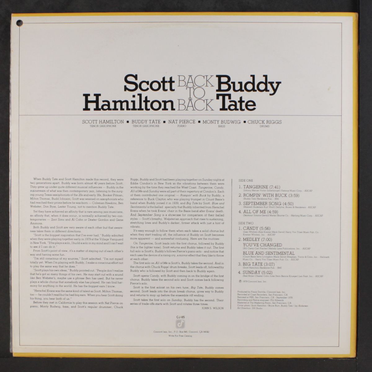 back to back by SCOTT HAMILTON & BUDDY TATE