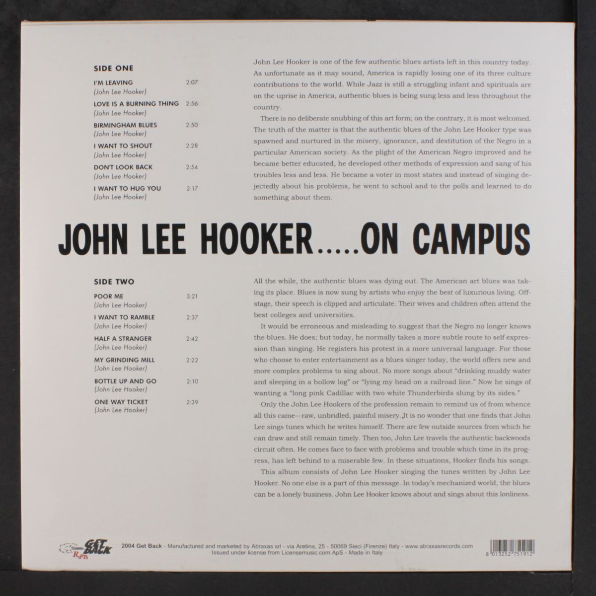 on campus by JOHN LEE HOOKER