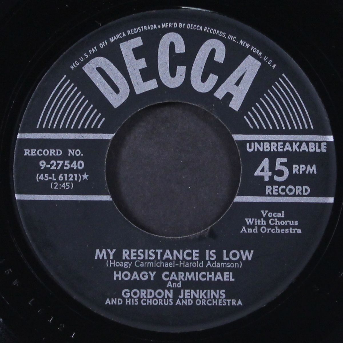 my resistance is low / sacramento by HOAGY CARMICHAEL