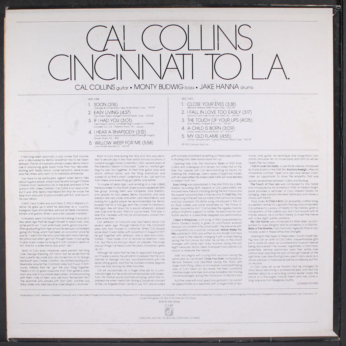 cincinnati to la by CAL COLLINS