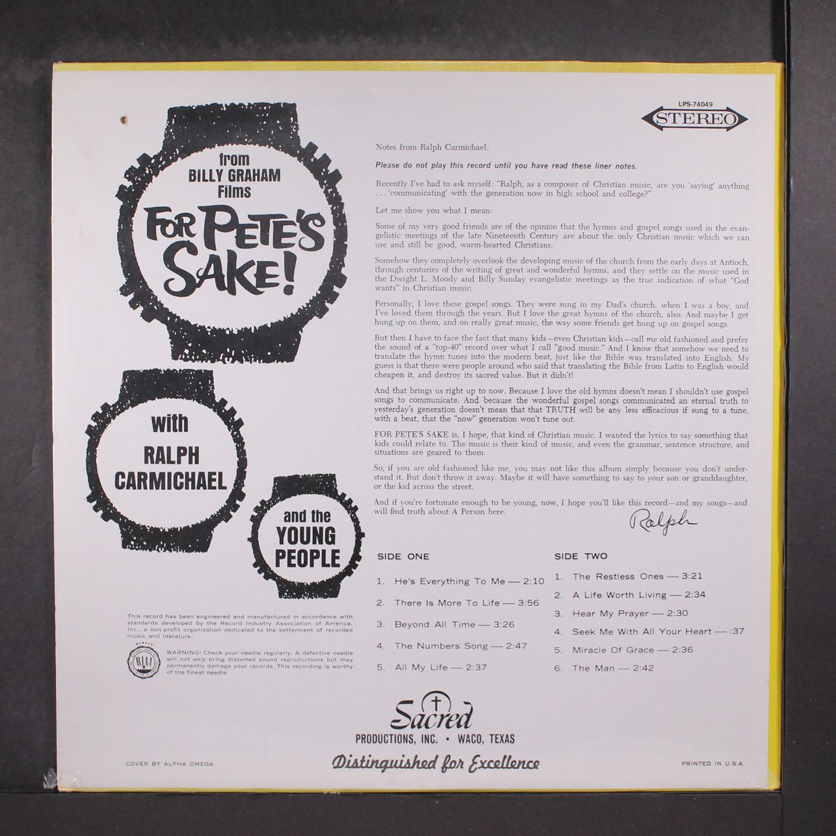 for pete's sake by RALPH CARMICHAEL & YOUNG PEOPLE