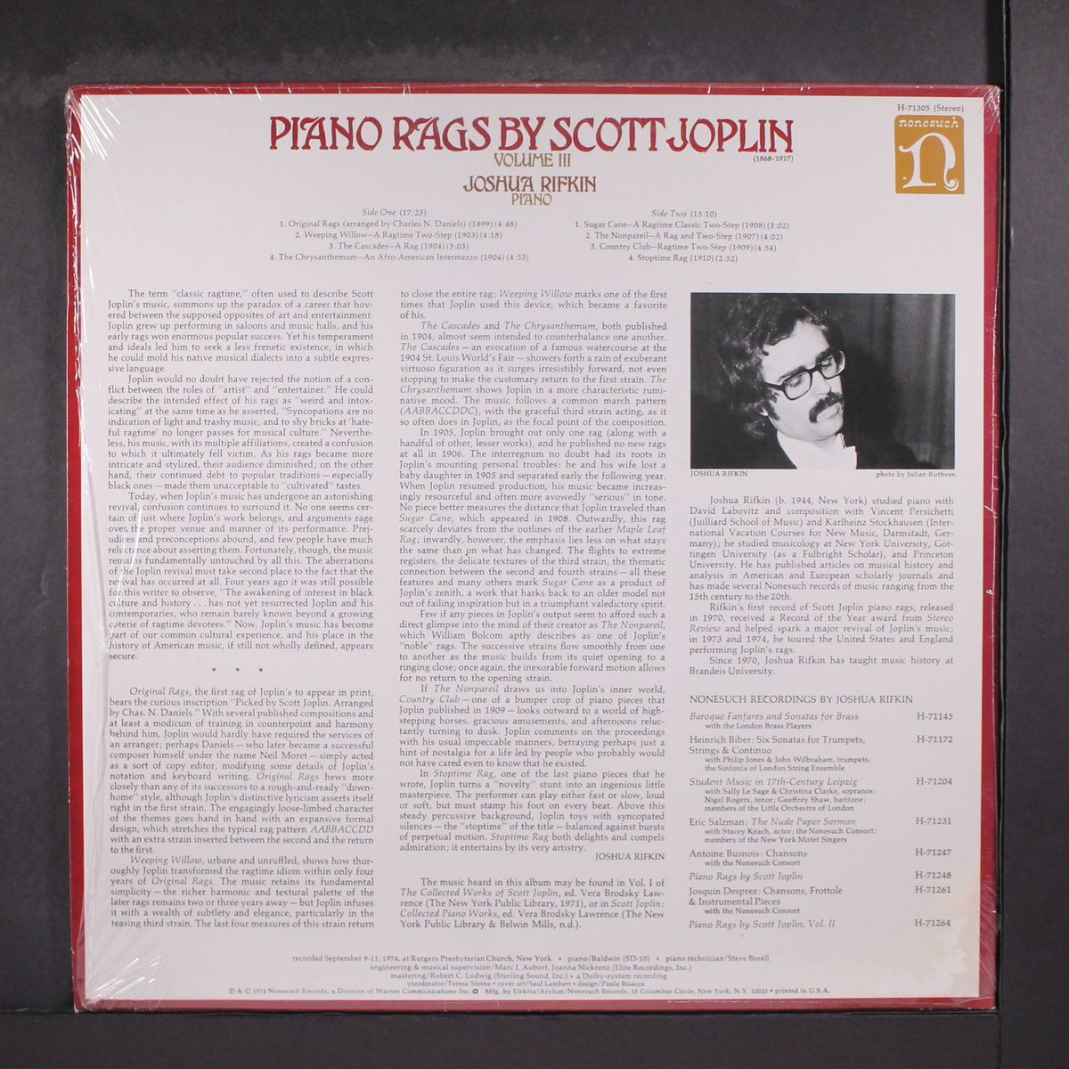 piano rags by scott joplin, vol.3 by JOSHUA RIFKIN
