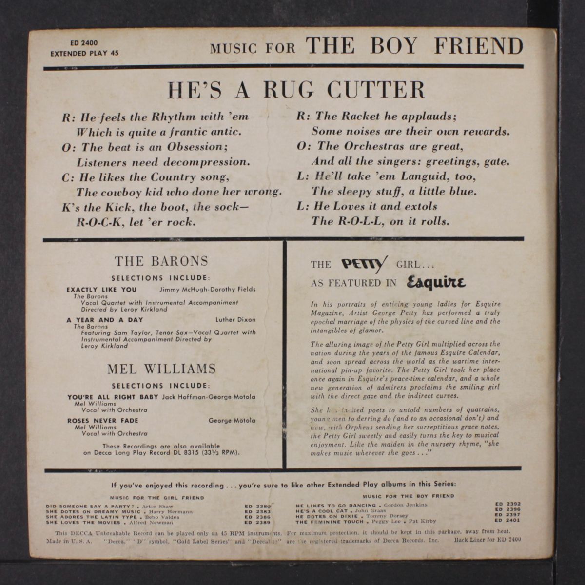 he's a rug cutter by BARONS / MEL WILLIAMS