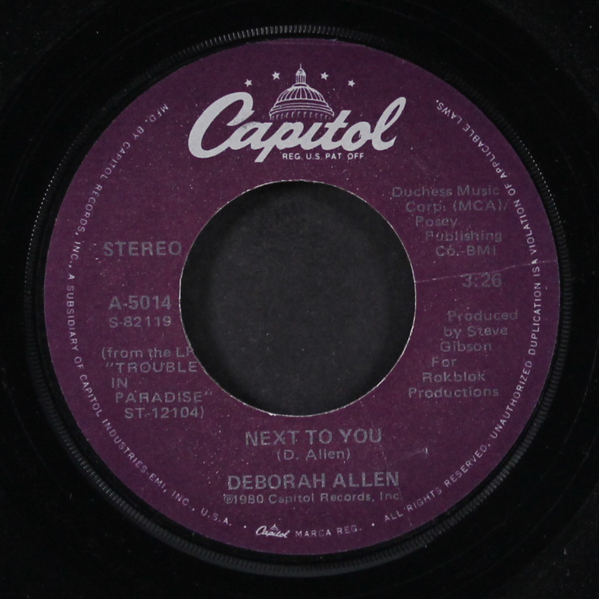 you ( make me wonder why) / next to you by DEBORAH ALLEN