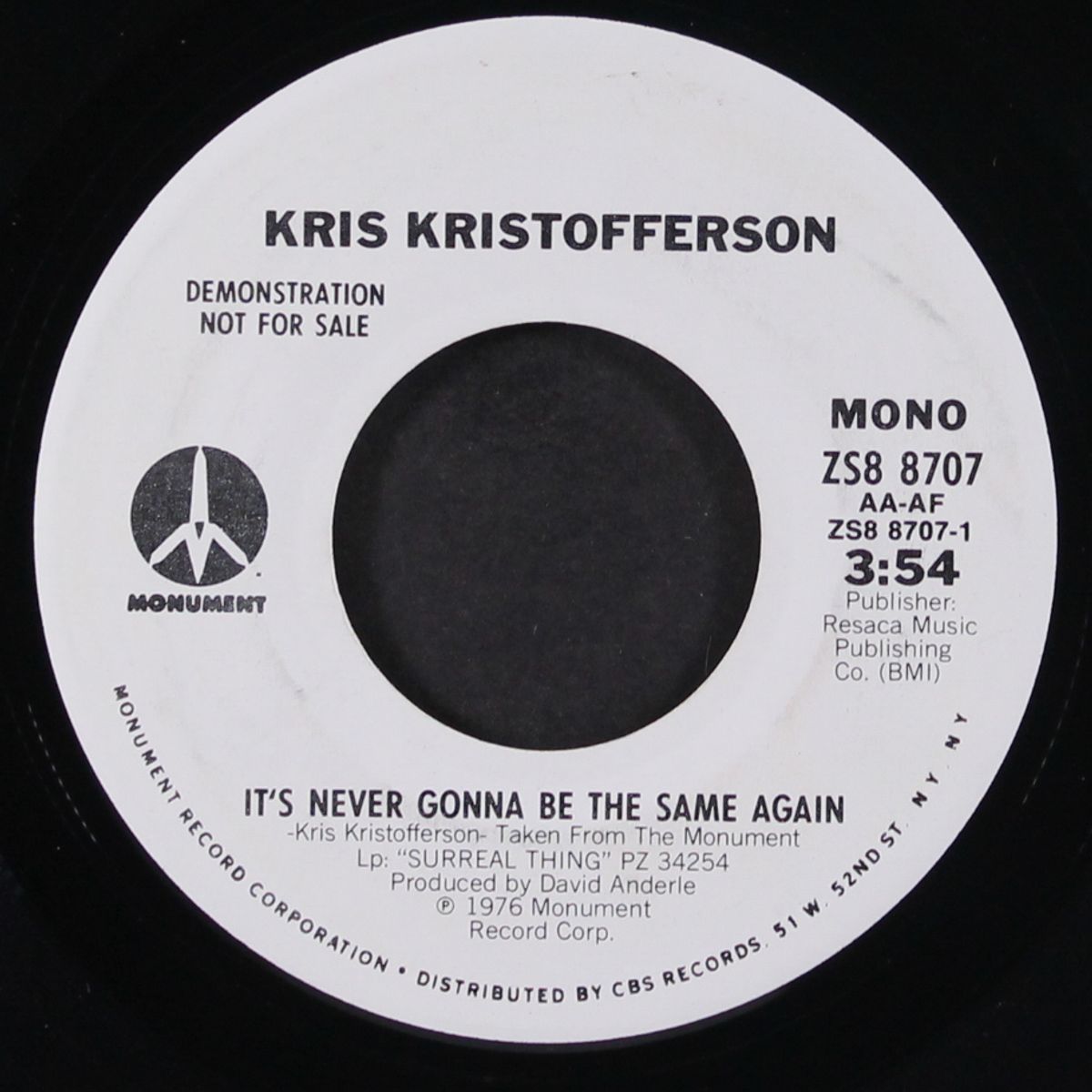 it's never gonna be the same again / mono by KRIS KRISTOFFERSON