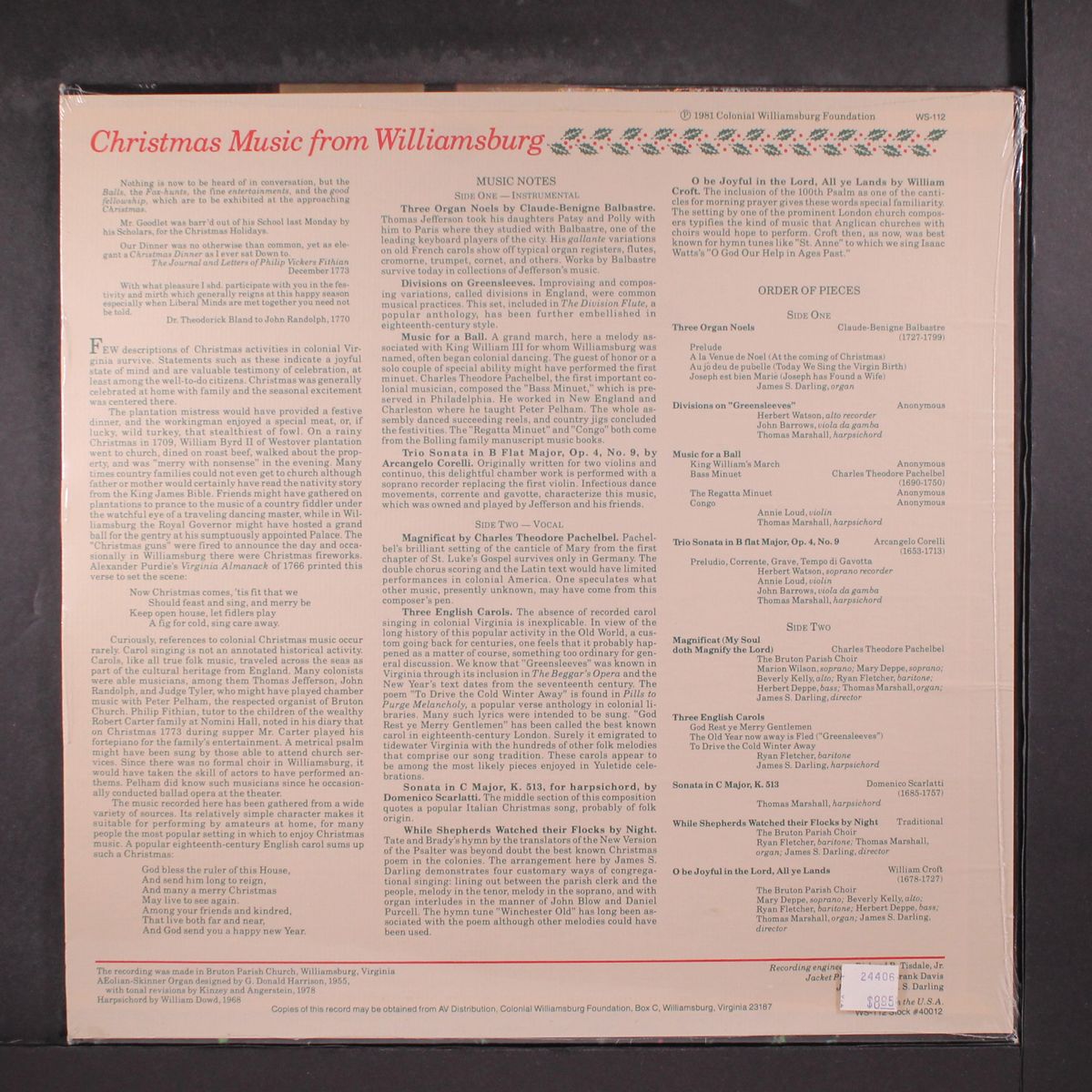 christmas music from williamsburg by VARIOUS