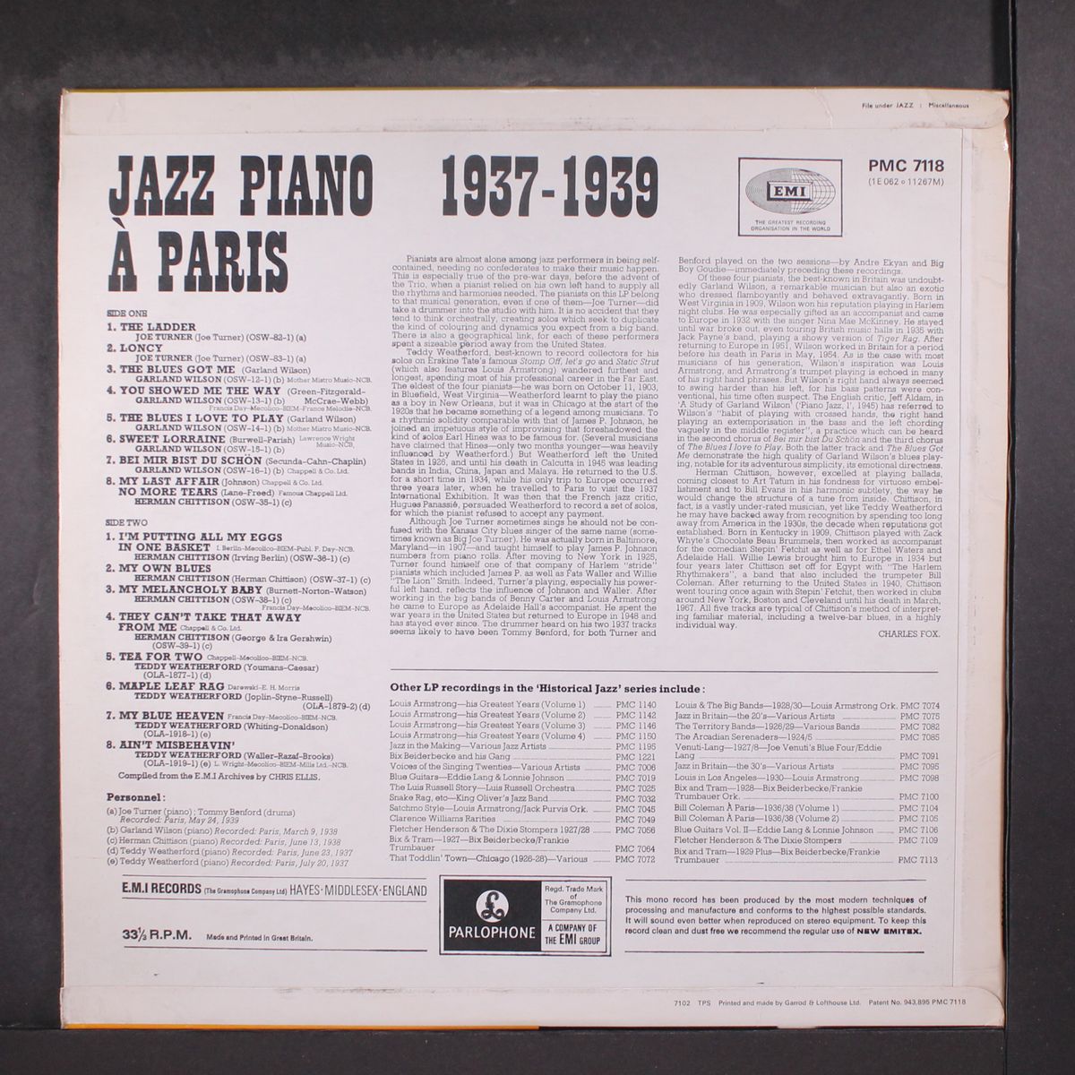 jazz piano a paris 1937 - 1939 by VARIOUS