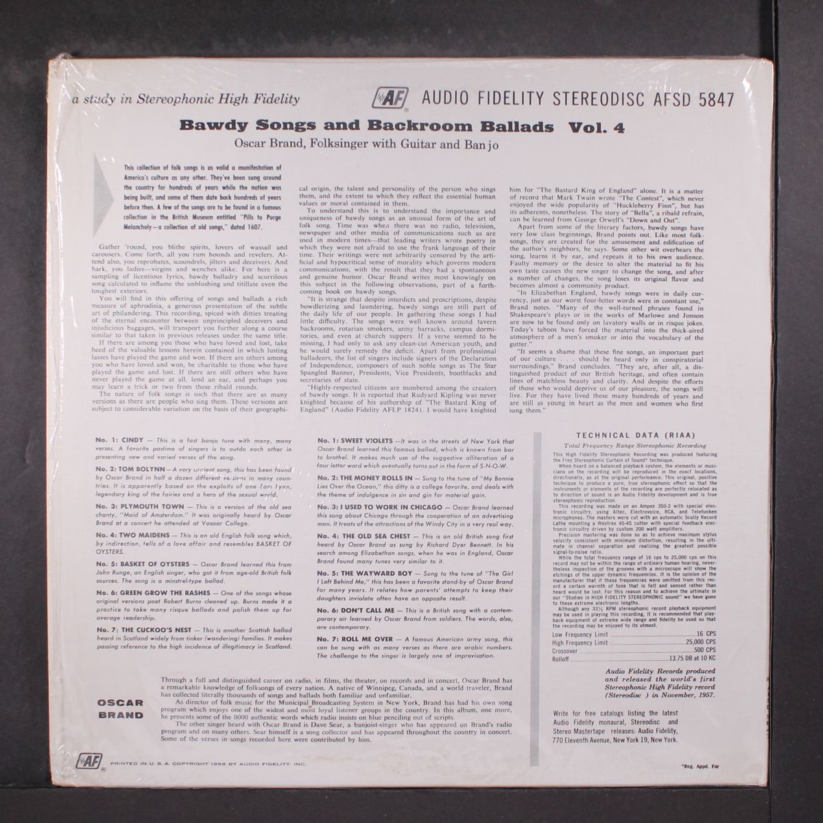 bawdy songs and backroom ballads, vol. 4 by OSCAR BRAND