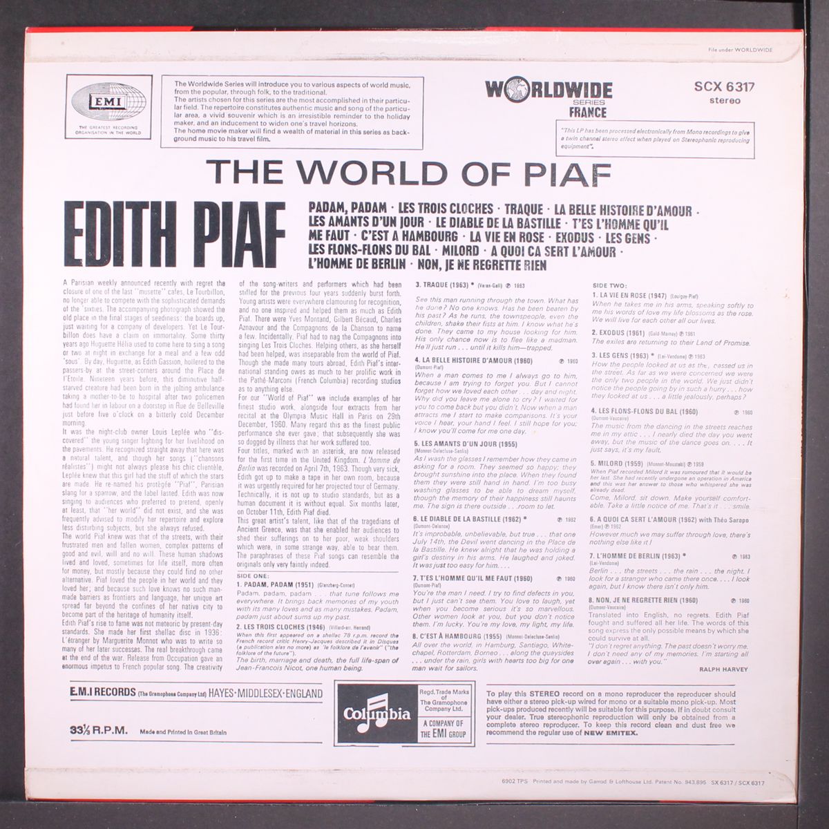 the world of piaf by EDITH PIAF