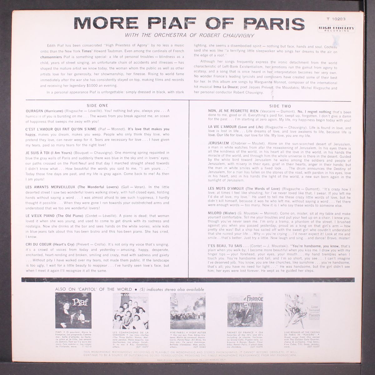 more piaf of paris by EDITH PIAF