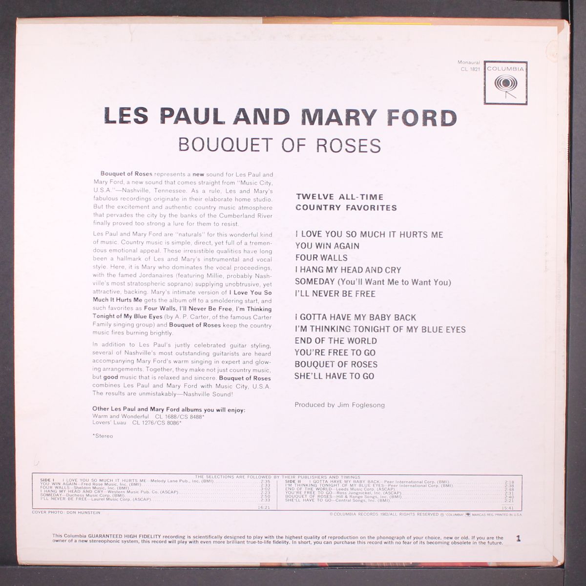 bouquet of roses by LES PAUL & MARY FORD