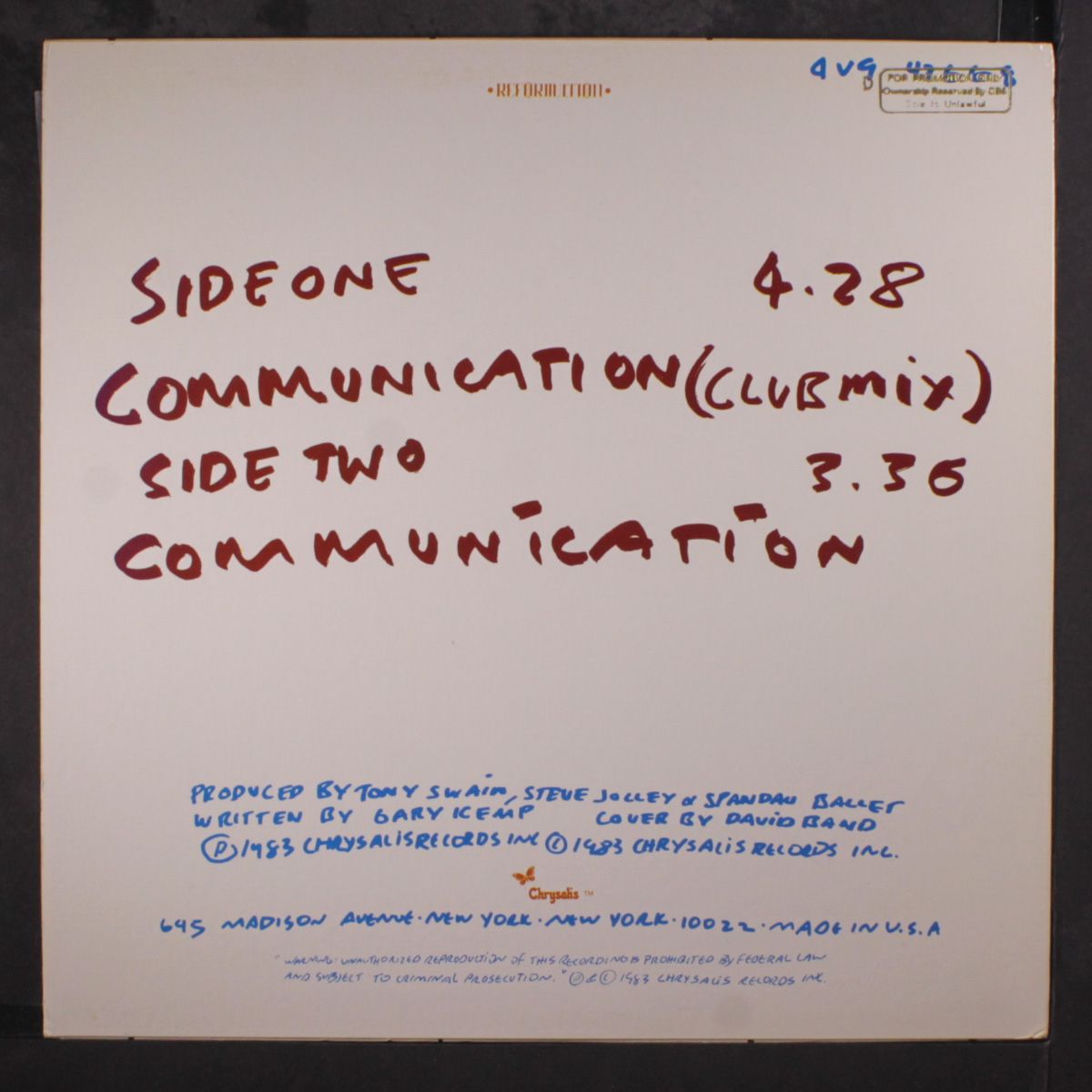 communication by SPANDAU BALLET
