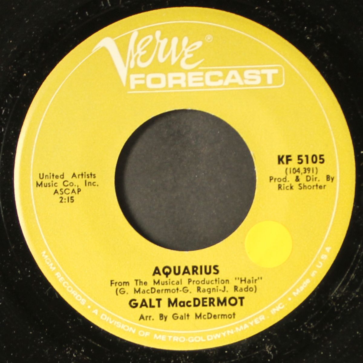 dead end / aquarius by GALT MACDERMOT