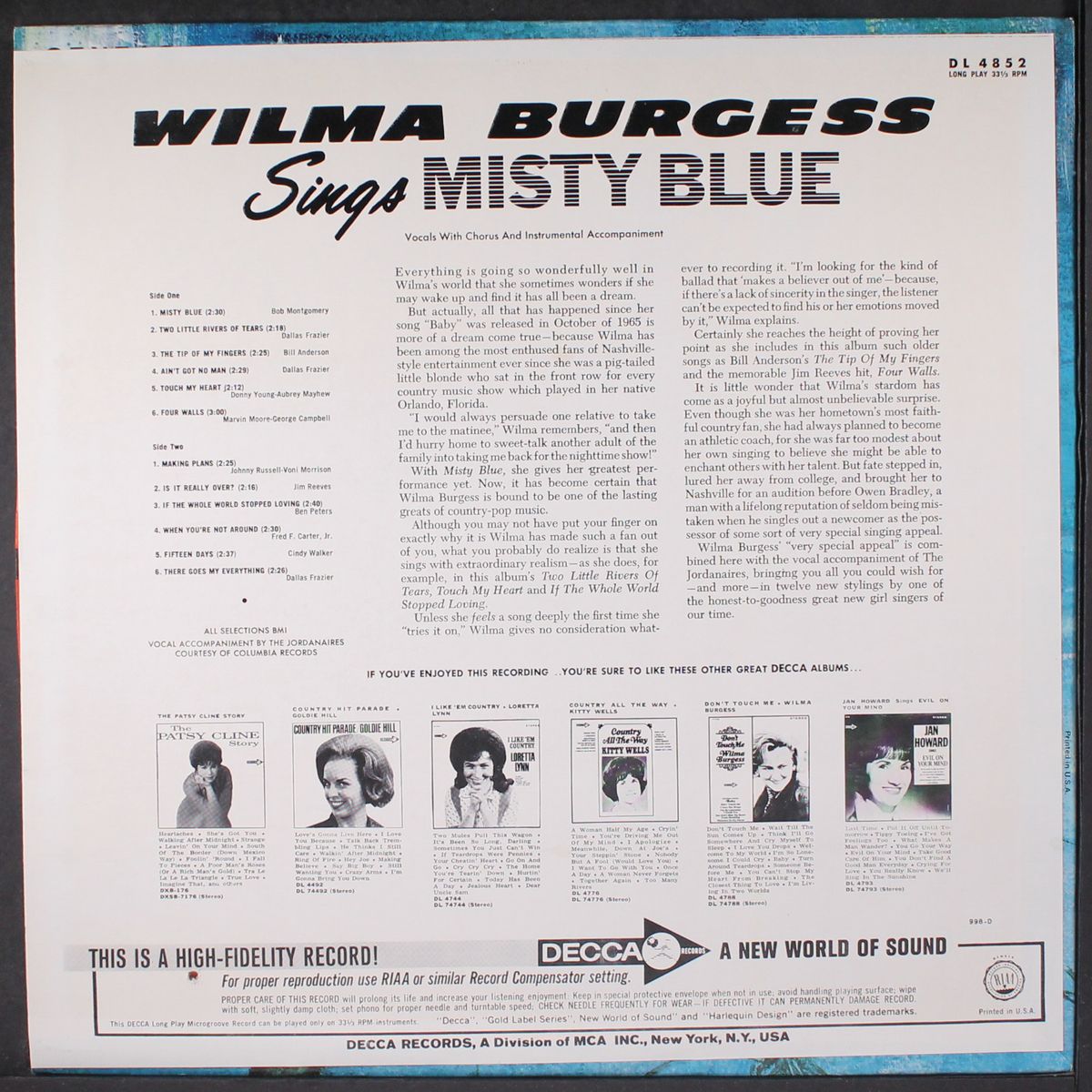 sings misty blue by WILMA BURGESS