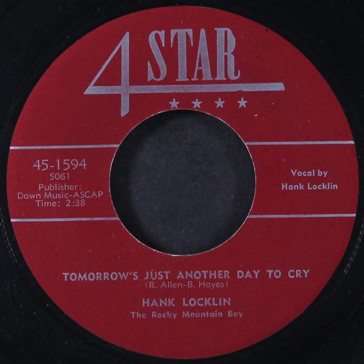 tomorrow's just another day to cry / tell me you love me by HANK LOCKLIN