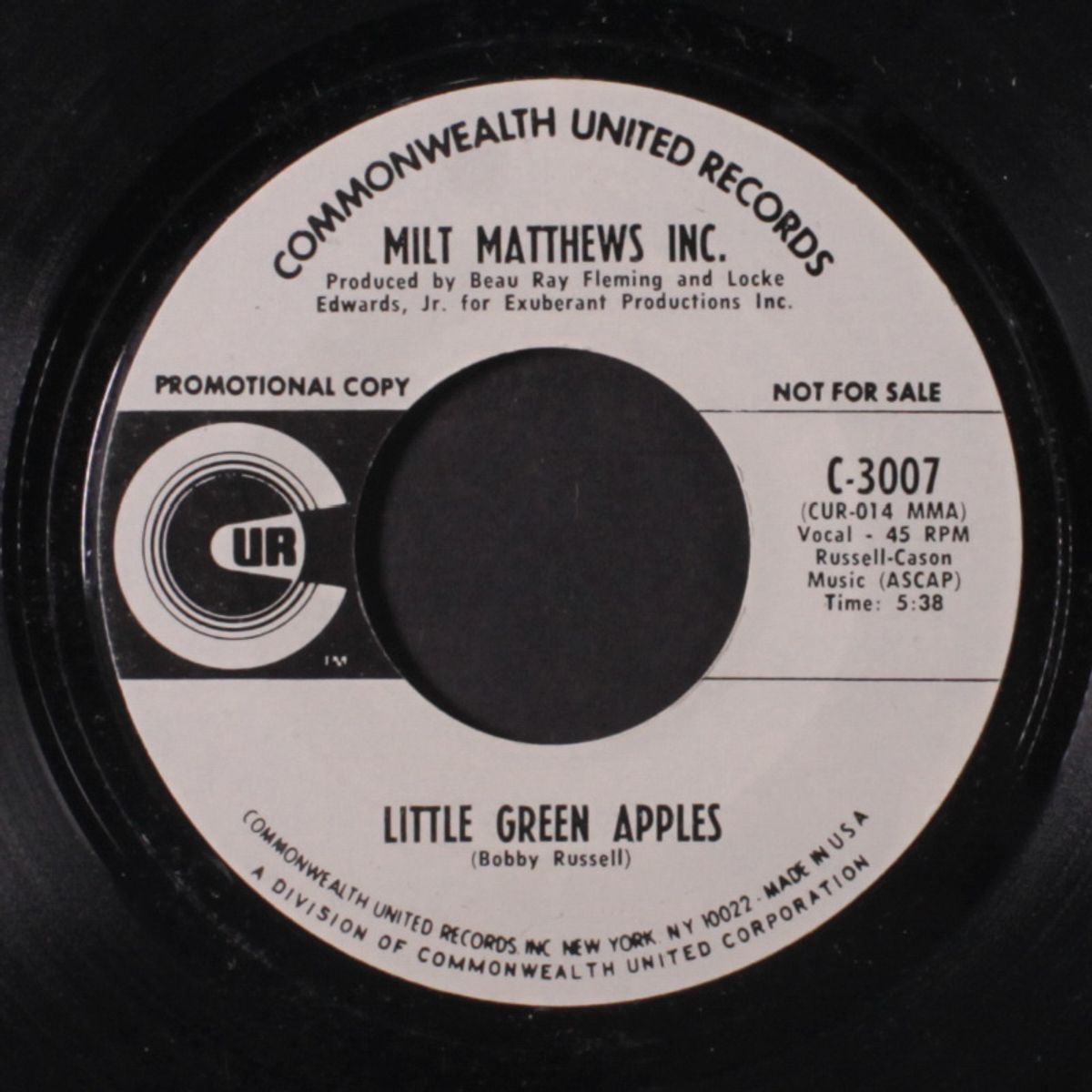gotta' find my way to mary / little green apples by MILT MATTHEWS INC.