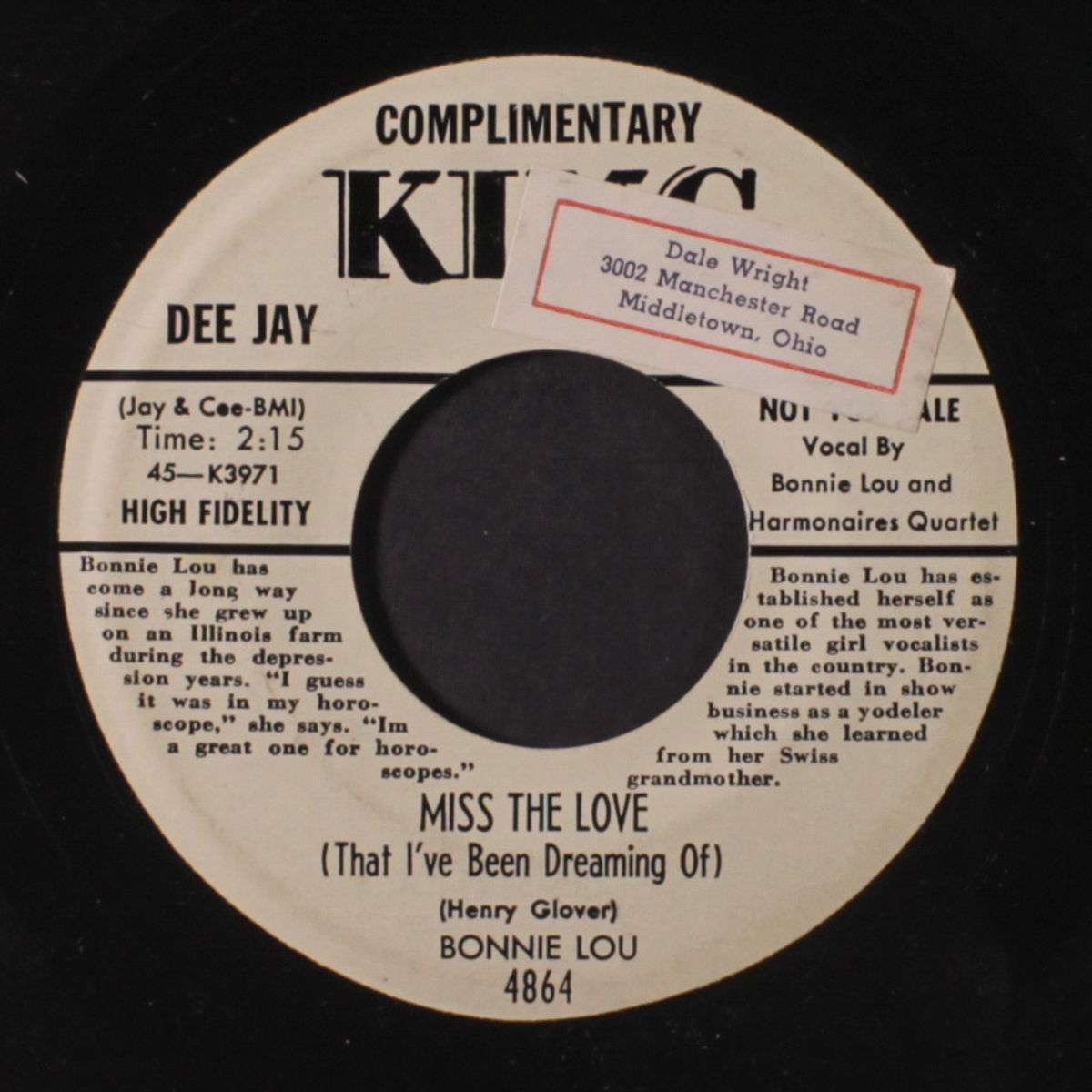 daddy-o / miss the love by BONNIE LOU