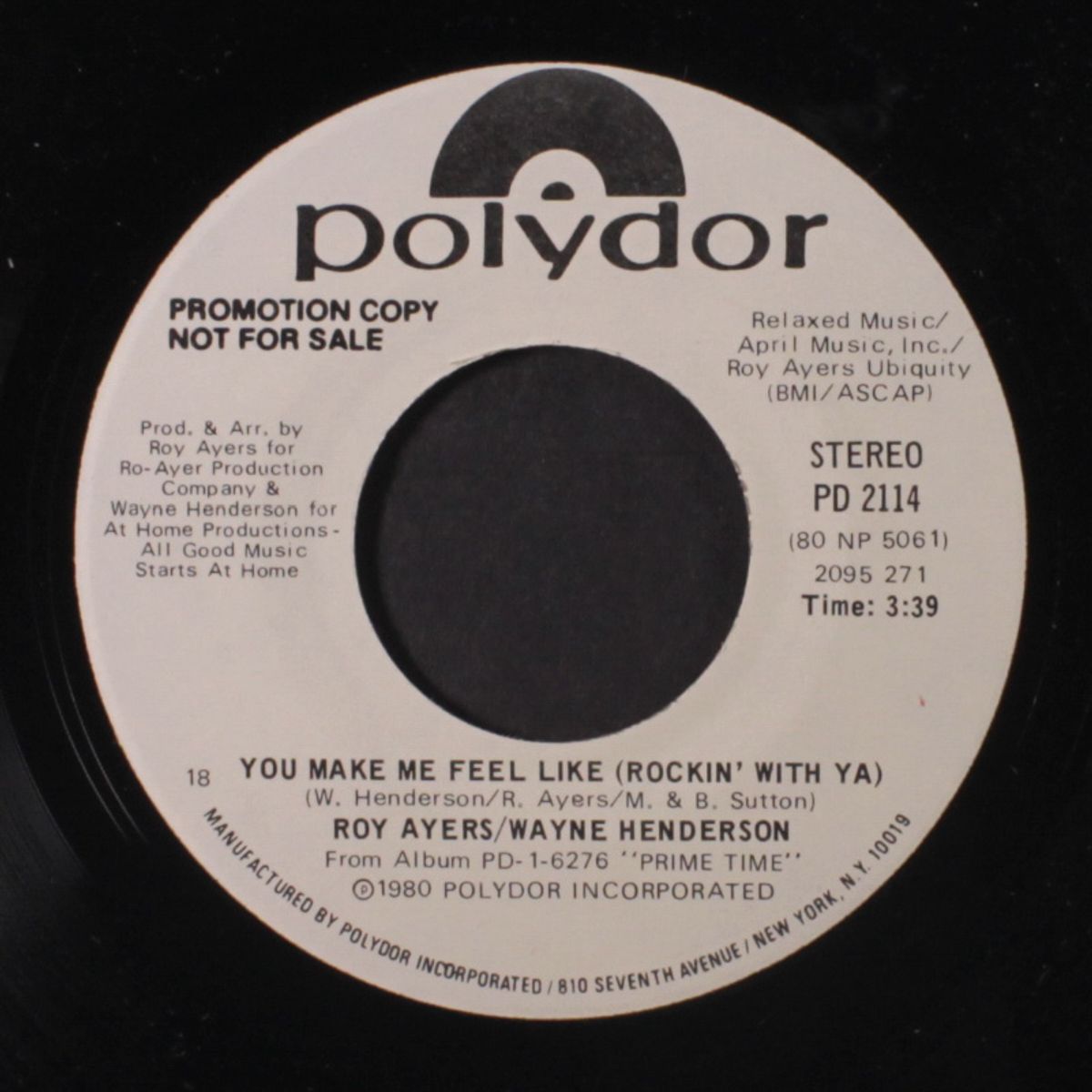 you make me feel like (rockin' with ya) / same by ROY AYERS & WAYNE HENDERSON