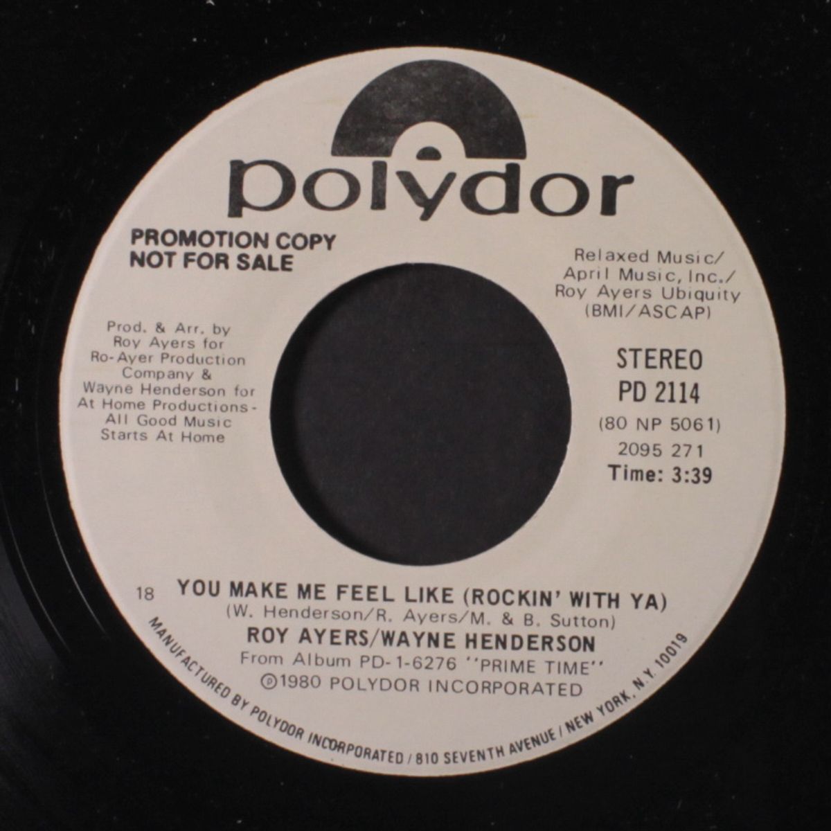 you make me feel like (rockin' with ya) / same by ROY AYERS & WAYNE HENDERSON