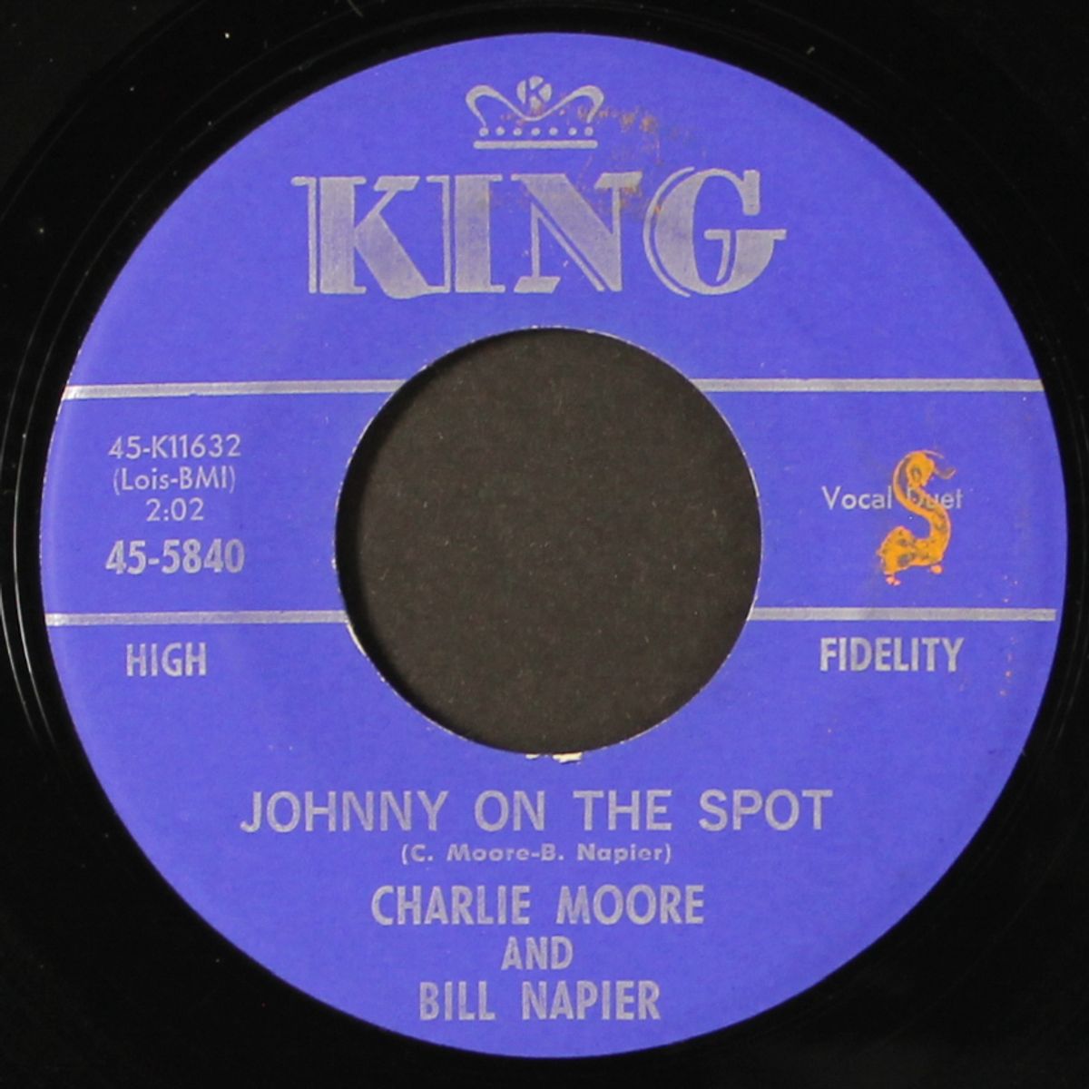 johnny on the spot / i've got over you by CHARLIE MOORE & BILL NAPIER
