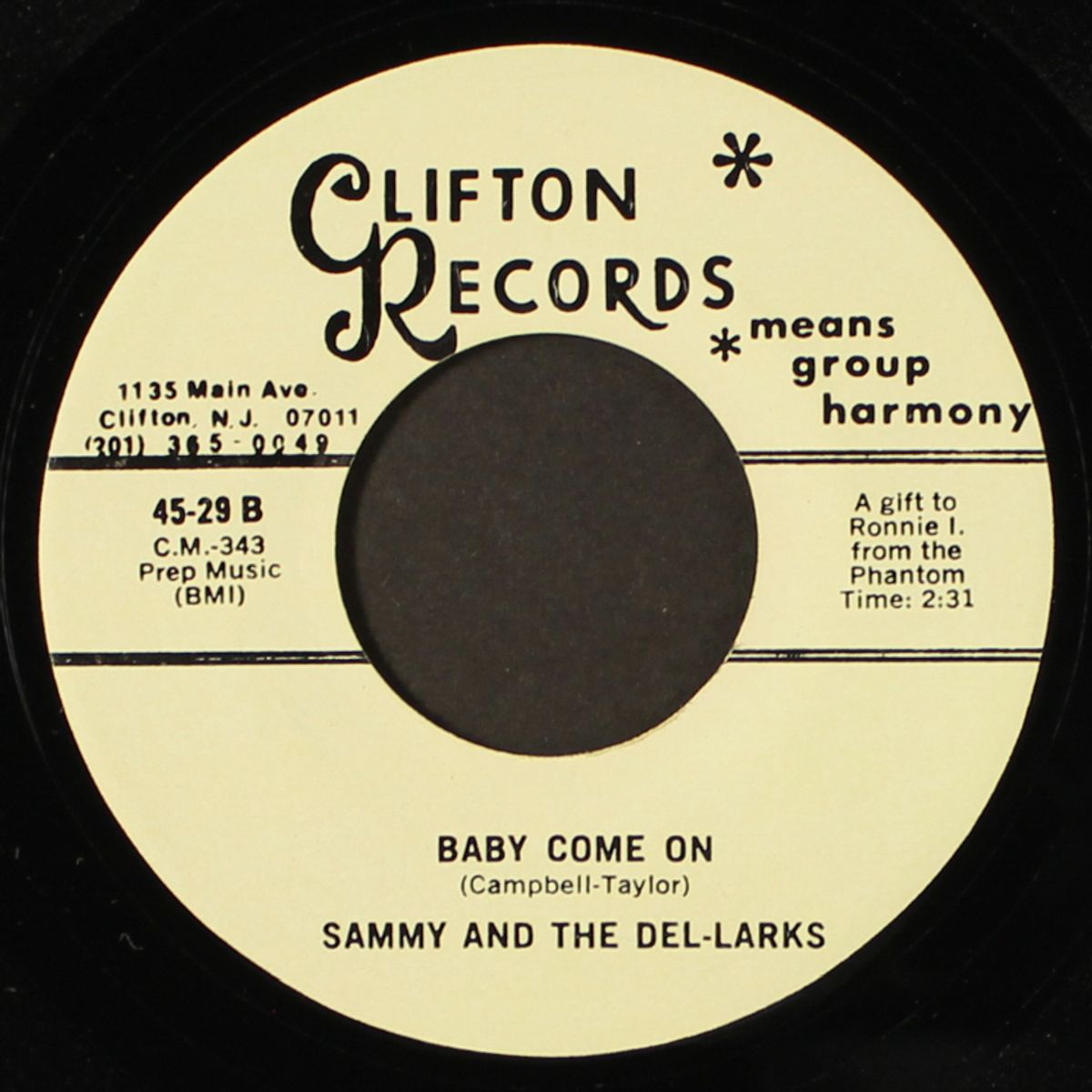i never will forget / baby come on by SAMMY & DEL-LARKS