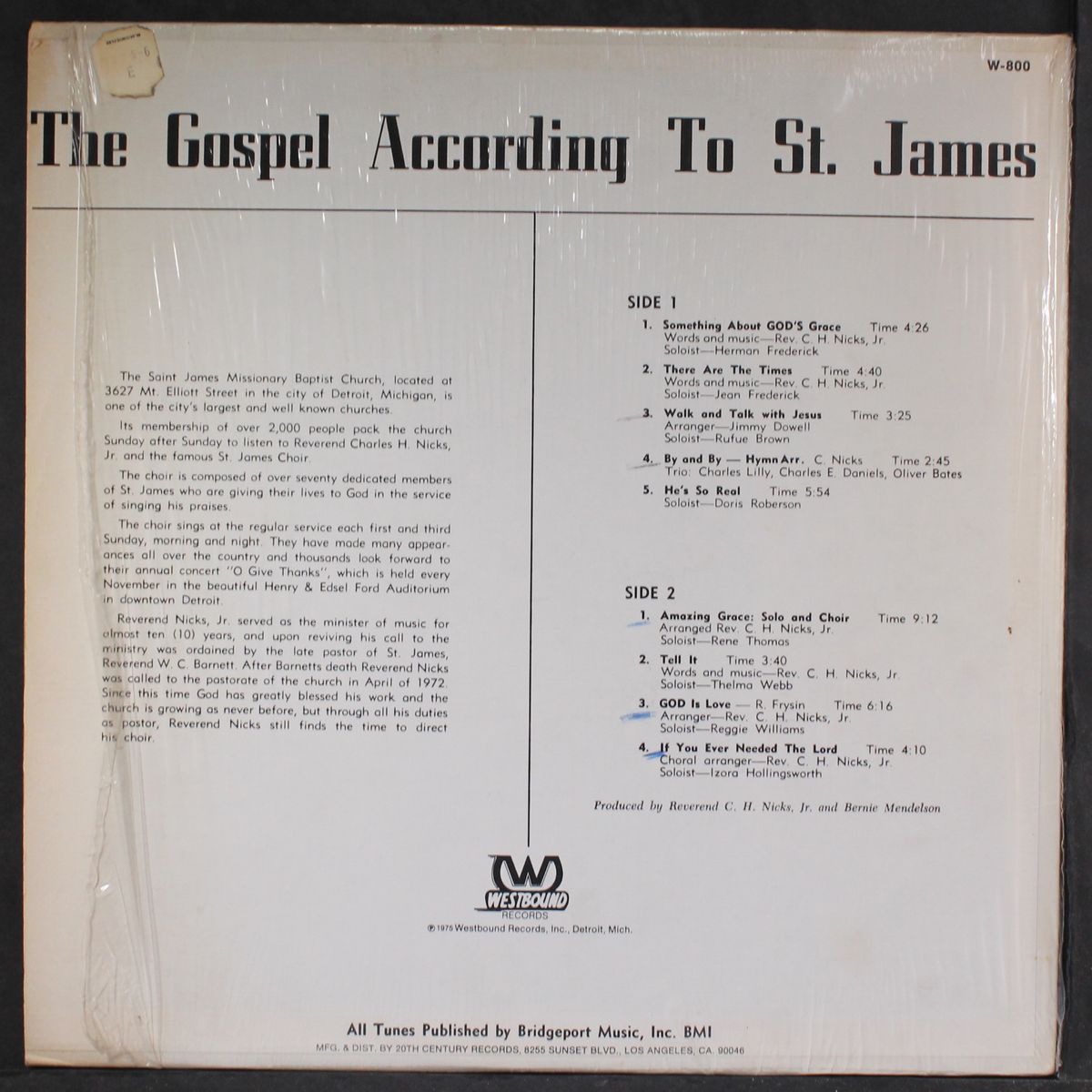 the gospel according to st. james by SAINT JAMES CHOIR OF DETROIT, MICHIGAN