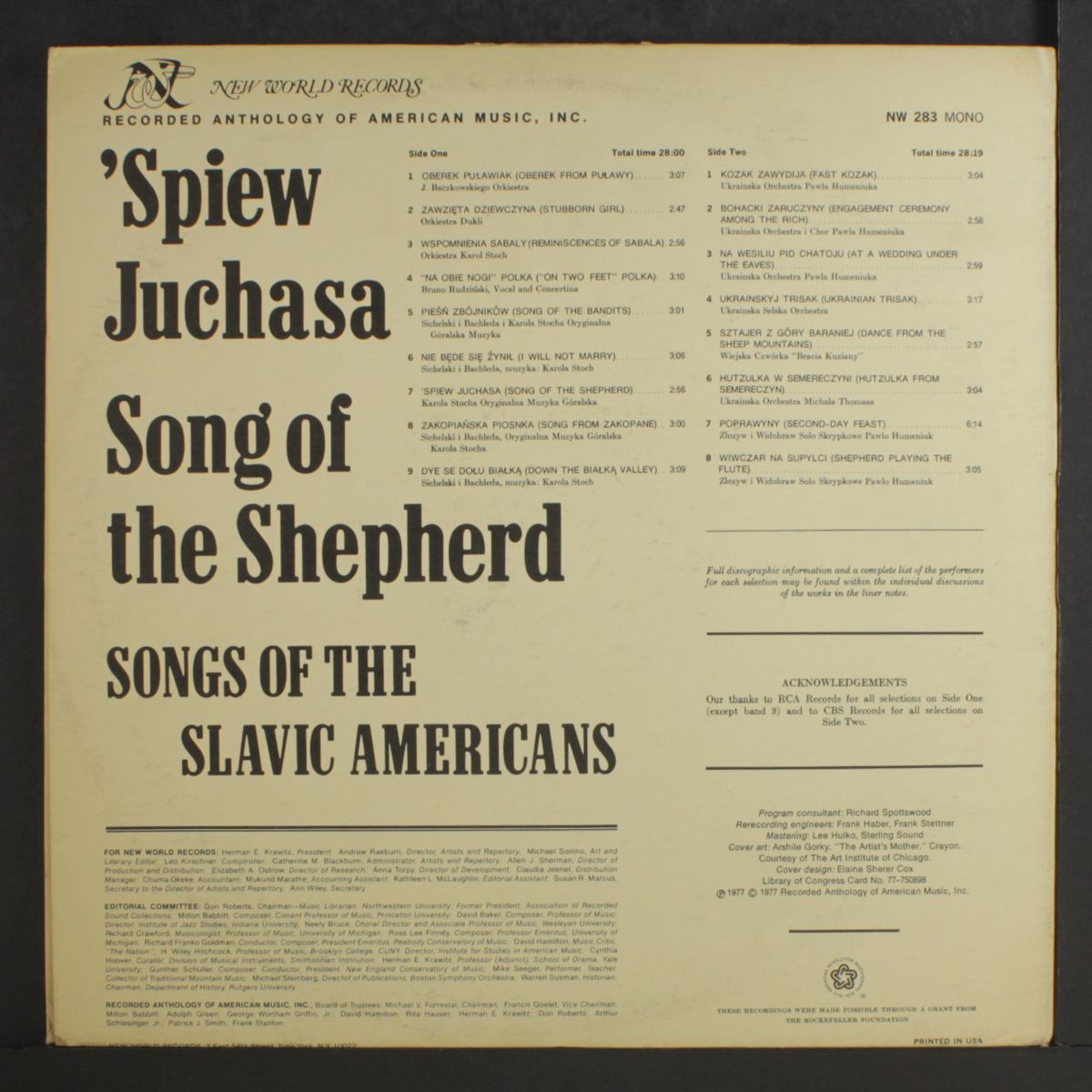 song of the shepherd, songs of the slavic americans by VARIOUS