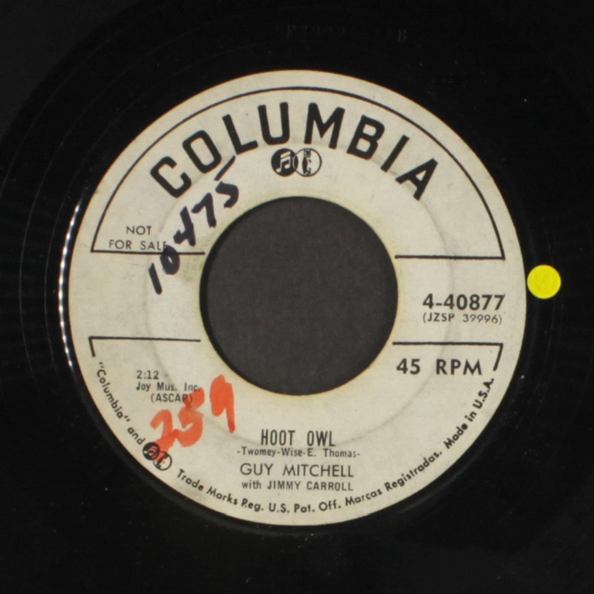 rock-a-billy / hoot owl by GUY MITCHELL