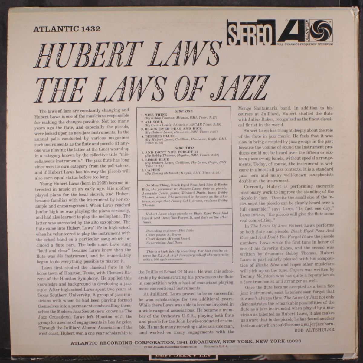 the laws of jazz by HUBERT LAWS