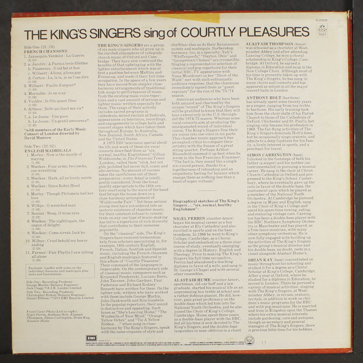 sing of courtly pleasures by KING'S SINGERS