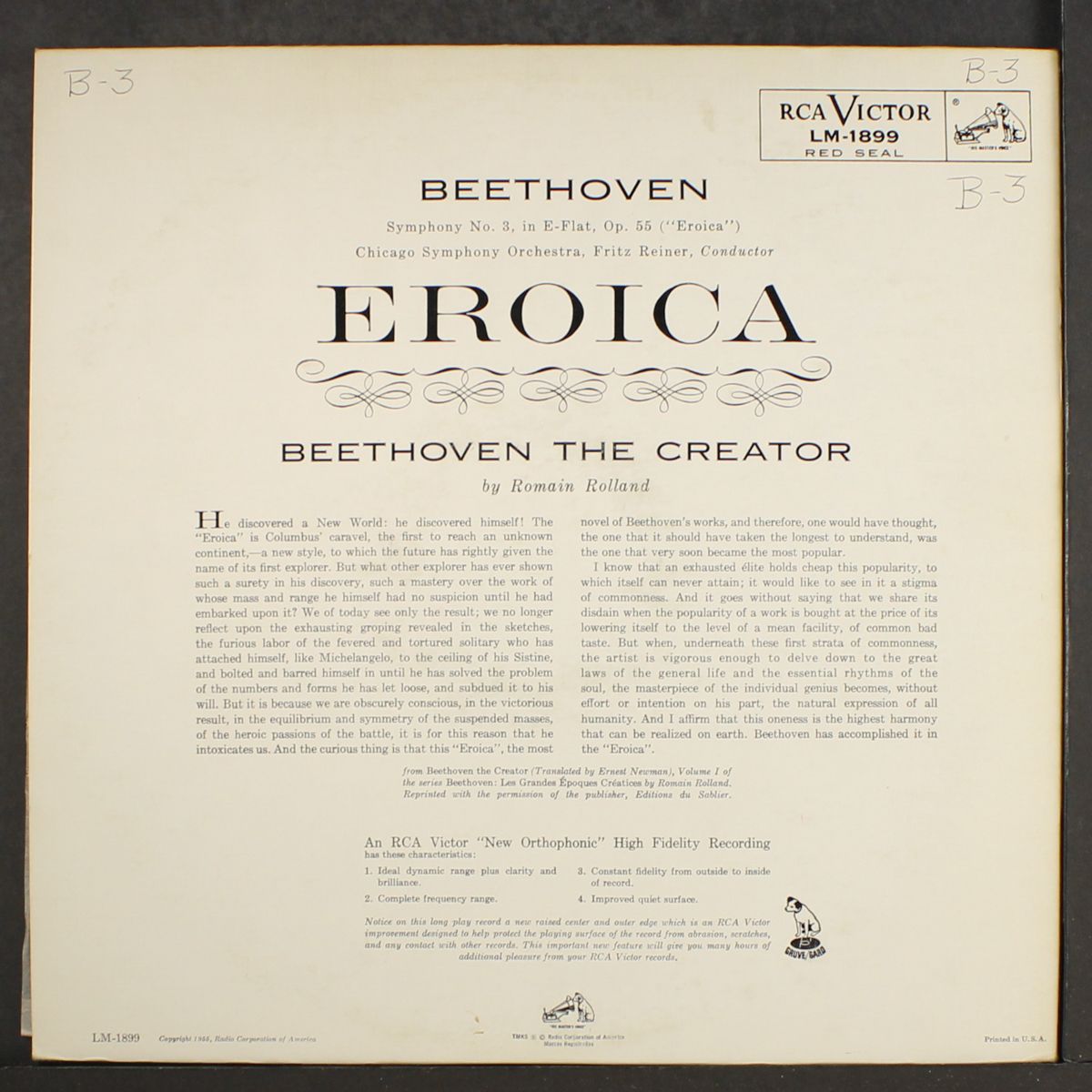 beethoven: eroica by FRITZ REINER
