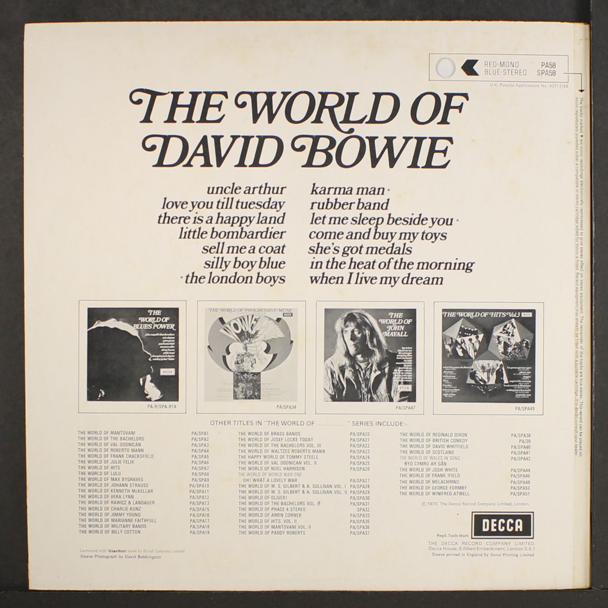 the world of david bowie by DAVID BOWIE