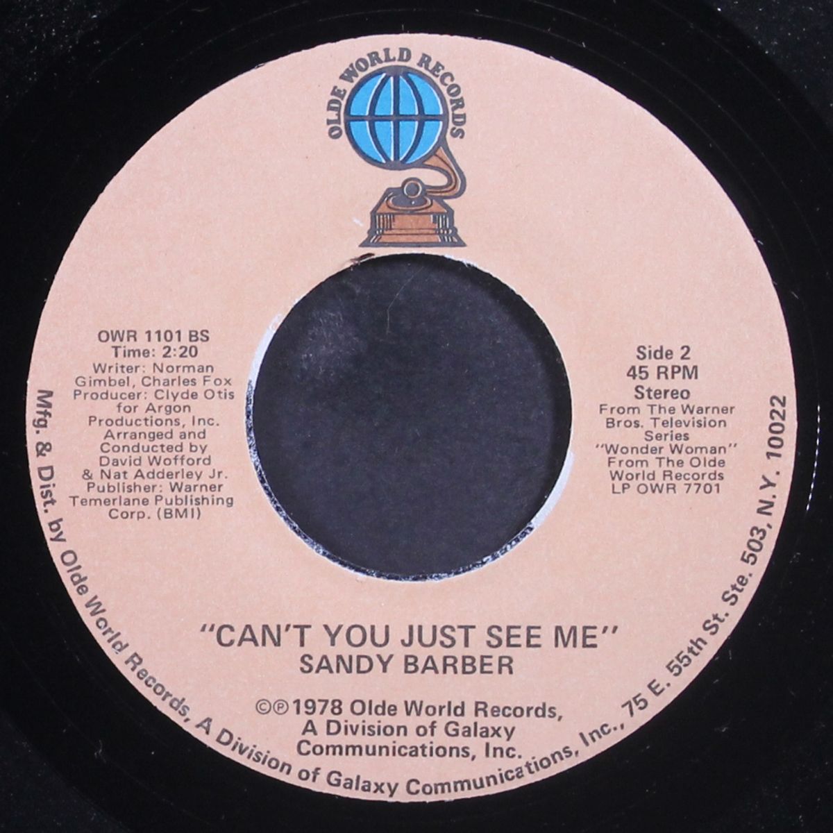 wonder woman / can't you just see me by SANDY BARBER