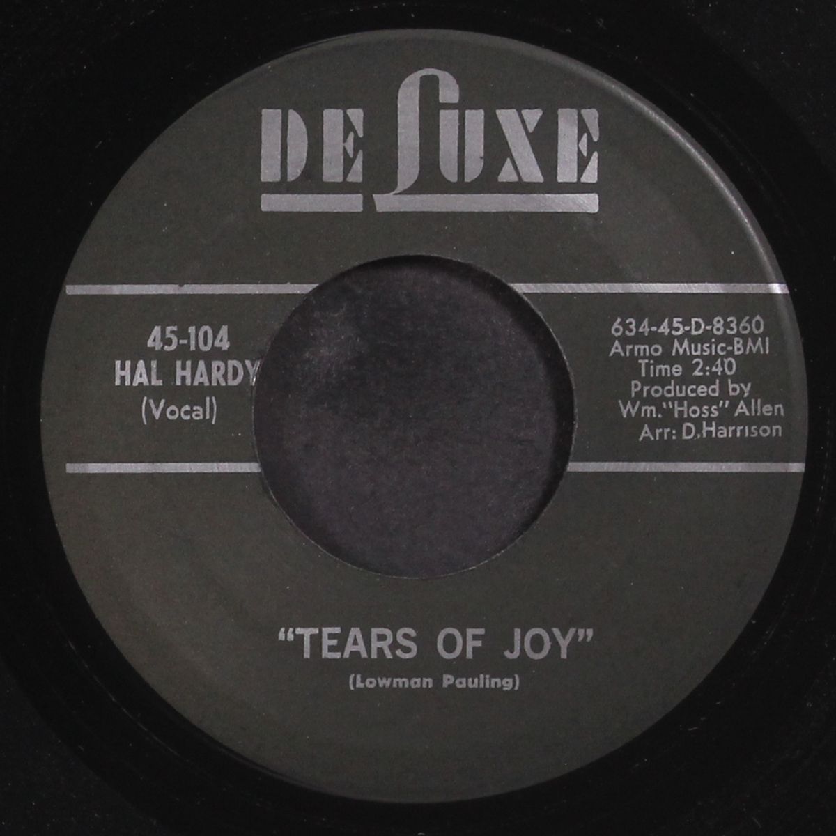 tears of joy / around about sundown by HAL HARDY