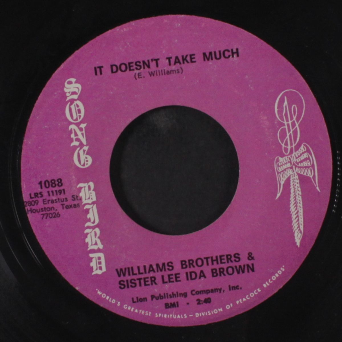 a long time / it doesn't take much by WILLIAMS BROTHERS & SISTER LEE IDA BROWN