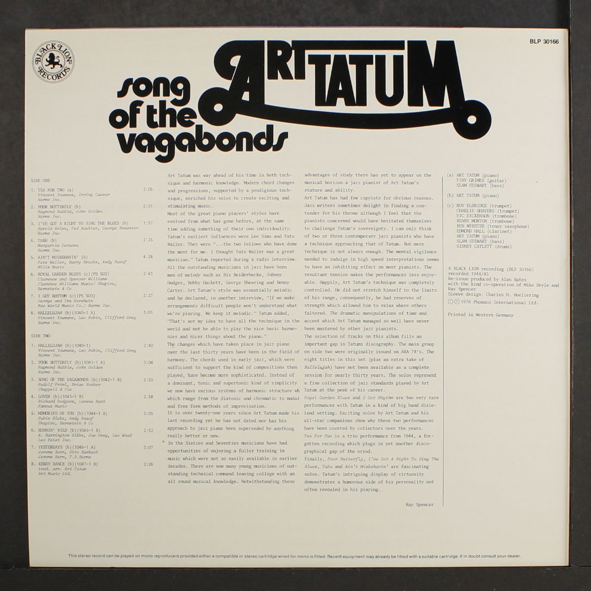 song of the vagabonds by ART TATUM