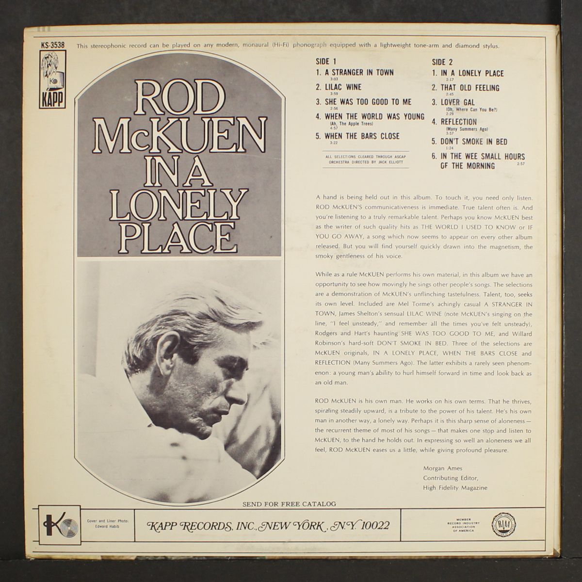 in a lonely place by ROD MCKUEN